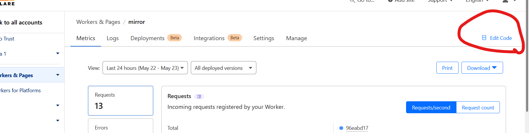 Edit Cloudflare worker code